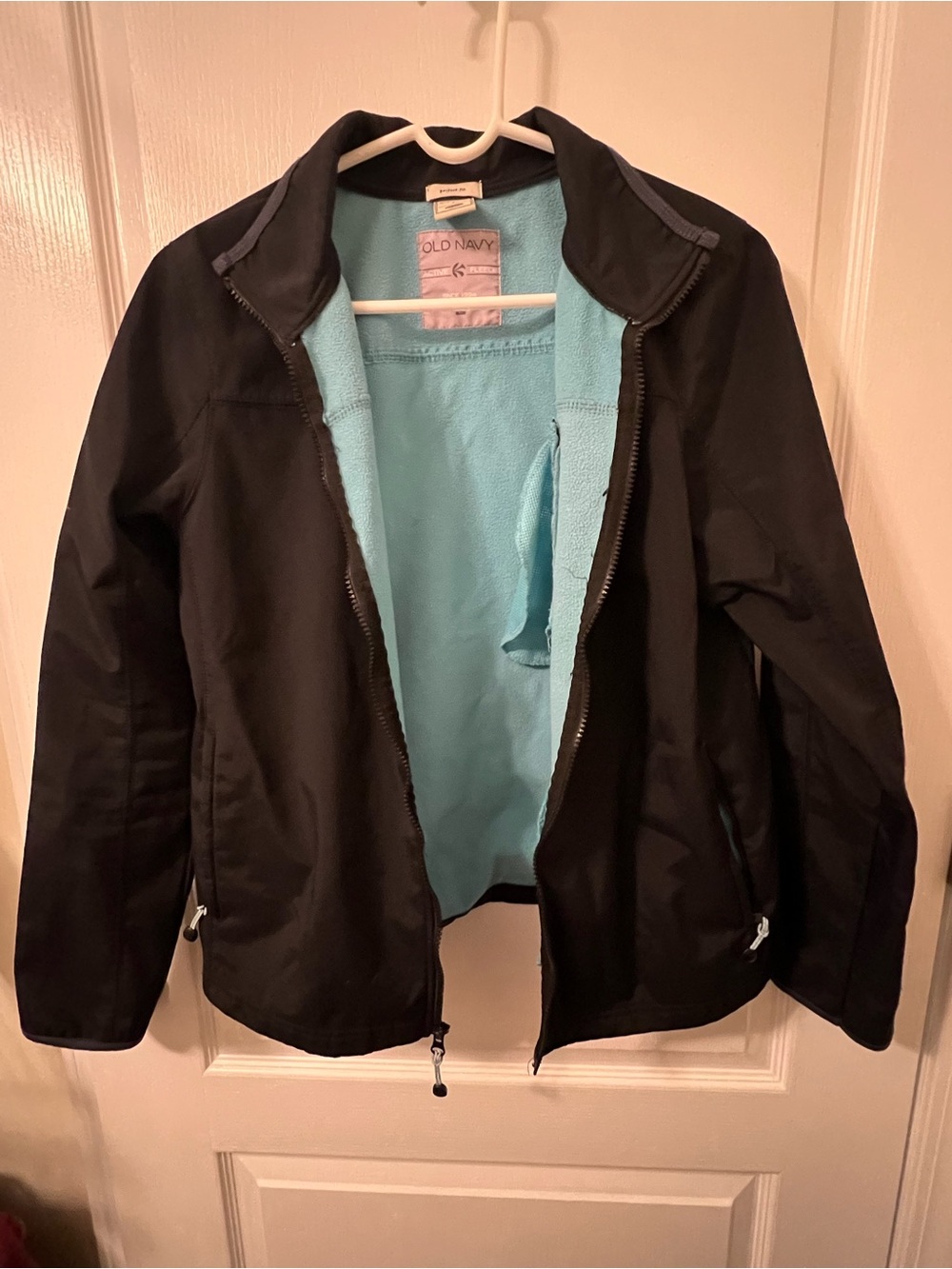 Old Navy Black Utility Jacket with Light Blue Fleece Lining